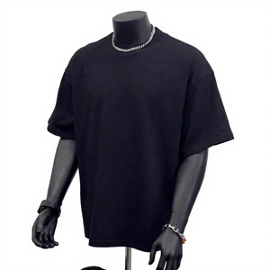 T-shirt noir surdimensionné pour homme, manches courtes, col rond, en coton, style streetwear décontracté, logo personnalisé - Product Image 4