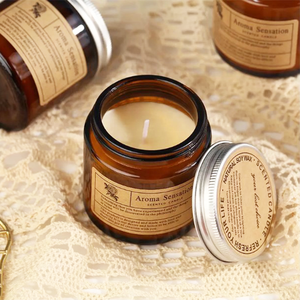 Bougie parfumée en verre avec couvercle en étain bougie parfumée en bois sablier coffret cadeau de luxe - Product Image 4