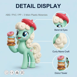 Fabricant de jouets en boîte mystère personnalisés, figurine en vinyle, poney vert menthe mignon en dessin animé avec un béret rouge, cadeau d'anniversaire pour enfants - Product Image 2