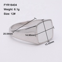 Hochwertiger 925er Sterling Silber Blank Siegelring Custom Square White Emaille Siegelring für Herren