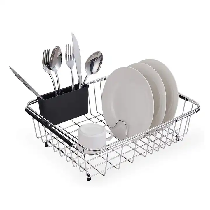 Expandable Deep Large Dish Drying Rack Counter Dish Drainer With Grey  Removable Utensil Silverware Holder Dish Drying Rack - Buy Expandable Deep Large  Dish Drying Rack Counter Dish Drainer With Grey Removable