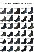 CMH, bottes de combat noires en cuir gaufré anti-froid coupe haute bottes de combat à semelle d'injection PU/PU avec fermoir en métal HSM300