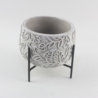 Pot de fleurs rond en ciment pour plantes succulentes avec support, style moderne et créatif pour le jardin