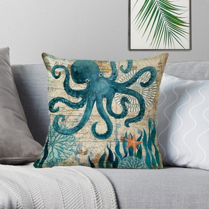 ウミガメプリントマリンオーシャンシーホース家の装飾枕カバータコソファスローピローケース - Product Image 2