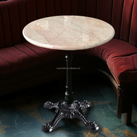 Table de bistrot et table basse en marbre rose naturel, base dorée antique de 30 pouces