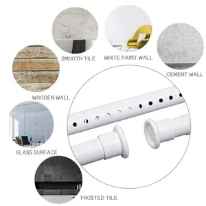 Ensembles de tringles à rideaux multifonctionnelles extensibles en gros, tringle à tension à ressort pas chère <span class=keywords><strong>sans</strong></span> perçage, tringle à <span class=keywords><strong>rideau</strong></span> de douche extensible - Product Image 6