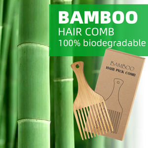Benutzerdefiniertes Logo Bambus Afro Weitzahnkamm Großhandel Wellen- und Locken-Holzkamm Lockenstyling-Haarbürste - Product Image 6