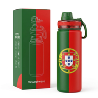 Souvenir d'événement sportif, bouteille d'eau Hydro de 18 oz avec bec en Tritan, bouteille de sport isolée avec drapeau national imprimé sur mesure