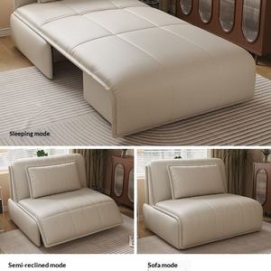 Canapé-<span class=keywords><strong>lit</strong></span> intelligent <span class=keywords><strong>en</strong></span> cuir véritable et métal, <span class=keywords><strong>double</strong></span> usage, pour petit appartement, salon, multifonction, <span class=keywords><strong>double</strong></span> rangement, pliable électriquement - Product Image 2