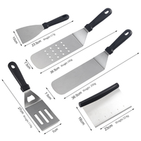 Ensemble d'ustensiles de barbecue en acier inoxydable antiadhésif facile à nettoyer : spatule, racloir pour plaque de cuisson, spatule plate, spatule à crêpes, retourne-hamburger