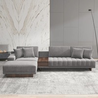Canapé d'angle modulaire élégant en forme de L, sectionnel en tissu, siège extra large, pour salon familial, design ergonomique moderne