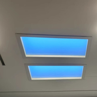 Plafonnier LED encastré fin SUEZ en aluminium naturel pour chambre à coucher, panneau de lumière artificielle pour ciel ouvert