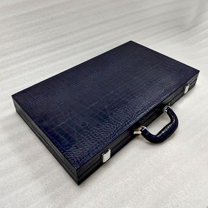 Offre Spéciale Premium luxe classique en bois Backgammon ensemble valise marron blanc Faux cuir Portable voyage pliant Backgammon étui - Product Image 5