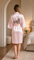 Robe de mariée en satin, robe de préparation pour la fête nuptiale, kimono court pour femme, peignoir, costume pour séance photo de mariage, cadeau