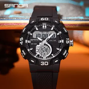 SANDA jam tangan digital jenius anak laki-laki, arloji merek 3087 bahan silikon tahan air konograf 2022 olahraga pabrik