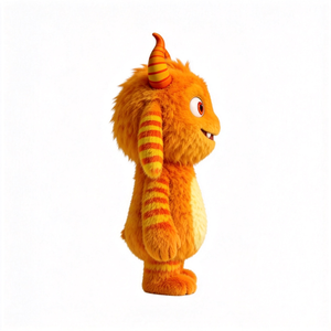Juguete de Peluche de Monstruo con Cuernos y Rayas Naranjas, Personalizable en Color, Peluche de Animal de Peluche Personalizado - Product Image 6