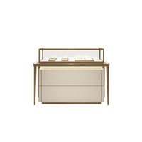 Comptoir de présentation moderne en acier inoxydable doré avec vitrine verrouillable en verre trempé pour boutique de bijoux et de montres
