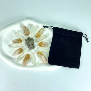 Giá sỉ Đá thô tự nhiên 7 mảnh thạch anh trong suốt + 7 mảnh citrine + pyrite + túi Đồ trang trí thiền bằng pha lê - Product Image 4