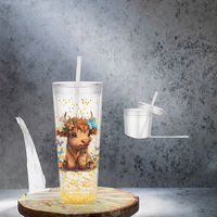 Gobelets en acrylique transparents de 24 oz pré-percés, réutilisables, écologiques, adaptés au bricolage, avec couvercles et pailles pour les voyages