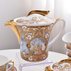 Promotional Luxury 15-Piece Nordic <b>Gold</b> Ceramic Coffee Set Bone China - Product Image 2