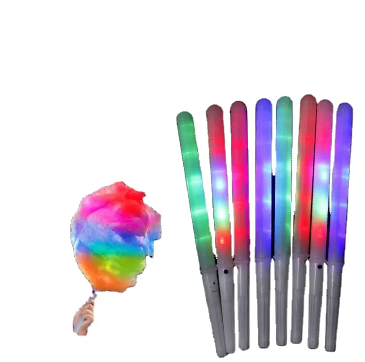 Led-Suikerspinkegels Kleurrijke Gloeiende Marshmallow-Stokpartij Geeft De Voorkeur Aan Lichtgevende Knipperende Lichtgevende Gloeilampen
