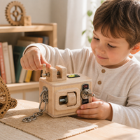Cube d'activités en bois personnalisé, jouets Montessori en bois pour tout-petits, jeu à domicile, éducation précoce, entraînement de la motricité fine