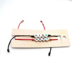 Pulseras promocionales baratas personalizadas letra inicial <span class=keywords><strong>MOM</strong></span> DAD Pulseras de pareja His Her King Queen Pulseras de San Valentín Regalos - Product Image 6