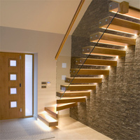 Prix promotionnel Livraison rapide Escalier flottant Escalier en forme de L Profilés en aluminium Escaliers Plaques de pierre artificielle Marbre