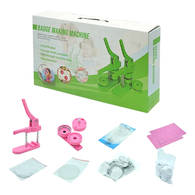 DIY Pin Button Maker Press Machine Kit Manual Grade Badge Button Press Machine New Condition Plastic Button Material