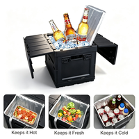 Boîte de rangement pliable 3-en-1, étanche, en plastique écologique, pliable pour le camping/le pique-nique/la plage avec des plateaux à couverts