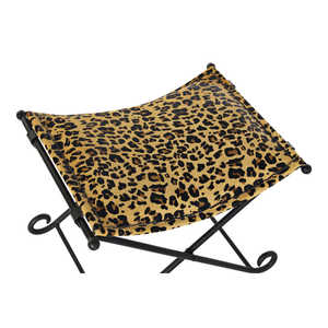 Reposapiés de Metal y Cuero 55X45X41 Marrón Leopardo - Product Image 1