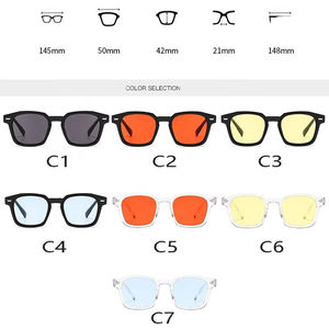 Óculos de Sol Quadrados Retrô Unissex Estilo Coreano Lentes Coloridas para Casal Retangulares UV400 Baratos - Product Image 3