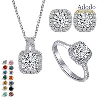 Vente en gros d'usine : Ensemble de bijoux en argent sterling S925 avec moissanite 1 carat VVS, plusieurs couleurs, collier, boucles d'oreilles et bague pour femme
