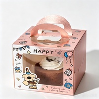 Confezione per Dessert, Scatola Regalo per Feste, Scatola per Torta di Compleanno con Finestra Trasparente in PET, Manico Portatile, Scatola per Pasticceria con Logo Personalizzato Stampato