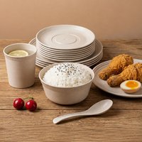 Ensemble de vaisselle jetable biodégradable en papier, bol, assiette, baguettes, ensemble de fête moderne et simple, vaisselle de table pour l'extérieur