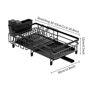 Hot selling Adjustable Rust-Proof Plate Drainer Extendable Retractable Dish Drainer Rack for Kitchen Counter