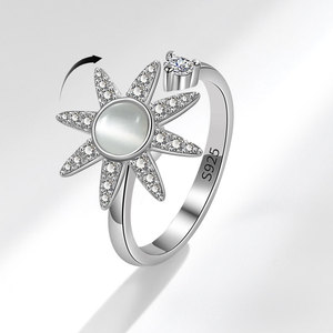 <span class=keywords><strong>Anillo</strong></span> hexagonal de estrella para aliviar la ansiedad, <span class=keywords><strong>anillo</strong></span> ajustable, <span class=keywords><strong>anillo</strong></span> antiestrés giratorio de flor rosa - Product Image 1