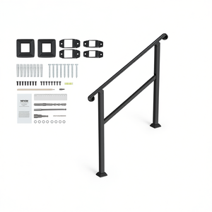 Barandilla de acero para exteriores Vevor, barandilla de seguridad metálica de 2-3 escalones para escaleras de porche y terraza, con kit de herrajes. - Product Image 1