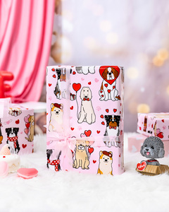 Romantic Valentine's Day gift wrapping <b>paper</b> Pink heart shaped puppy wrapping <b>paper</b> Romantic wedding wrapping <b>paper</b> - Product Image 2