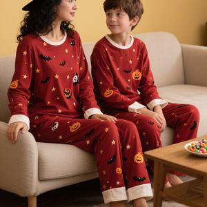 HUOYOUNG Custom Loungewear Pyjamas PJ Set Cartoon Print Family Matching Modal Bamboo Halloween Pajamas Set Mommy and <strong>Me</strong> - Product Image 2