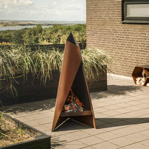 Brasero extérieur industriel en acier Corten, entretien réduit, pas de peinture nécessaire, construction robuste en acier patinable - Product Image 1