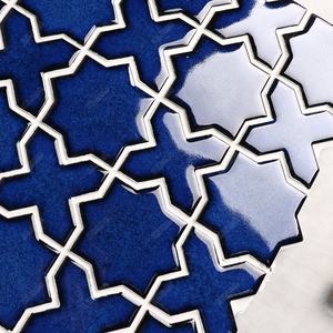Foshan Mozaik-mosaico de cerámica azul marino para cocina, azulejo de mosaico de fábrica Euro Star Cross, brillante, contra salpicaduras, pared de ducha de baño - Product Image 2