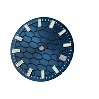 Cadran de montre en métal à motif de treillis bleu, fait à la main, Super C3 vert lumineux, 28.5mm, adapté au Japon NH35A NH36A, cadran de montre modifié SKX007