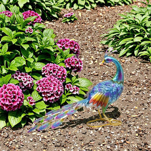 22.5 Inch Blauwgroene Vogel Gazon Sculpturen Solar Tuin Verlichting Tuin Decor Pauw Voor Buiten Patio Veranda Achtertuin - Product Image 4