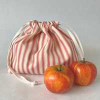 Sac à cordon en coton rayé teint en fil GRS, sac de voyage portable en toile de coton réutilisable pour cosmétiques et articles de toilette, logo personnalisé