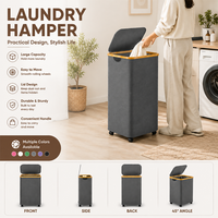 Panier à linge pliable gris avec couvercle Panier à linge mince avec poignées Panier à linge étroit avec roues