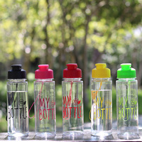 Bouteille d'eau en PET pour hommes et femmes, sport de plein air, été, avec couvercle à pression, étanche, design minimaliste, portable, tasse promotionnelle