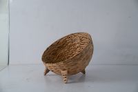 Nid en paille naturelle tissé à la main, maison pour animaux de compagnie, lit chaud pour chat en hiver, griffoir pour chat, nid pour chien avec coussin moelleux