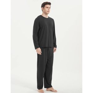 ชุดนอนผู้ชายผ้าวิสโคสผสมใยไผ่นุ่มสบาย แขนยาว มีกระเป๋า ทรงหลวม เอวยางยืด - Product Image 2