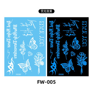Henna Blue Fluorescent Light Temporary Waterproof Paper Tattoo <strong>Stickers</strong> Sexy Indian Neon Tattoos for Body Face Fashionable - Product Image 6
